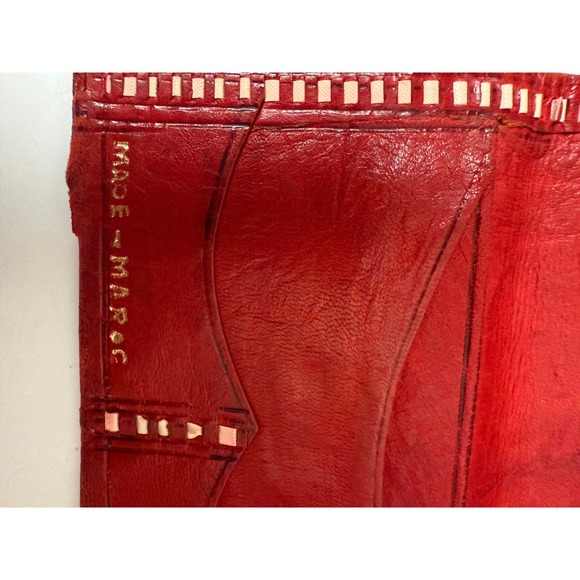 Vintage Moroccan Tooled Leather Wallet Envelope Style Red Boho Retro - Picture 3 of 11